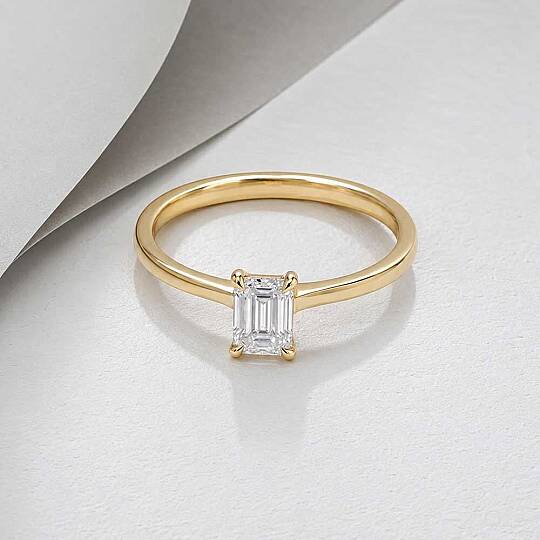 0.50 Karat D VS Laboratuvar Pırlanta Emerald Tektaş Yüzük - 15