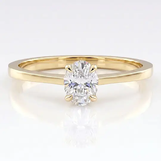 0.50 Karat E VS Laboratuvar Pırlanta Oval Tektaş Yüzük - 3