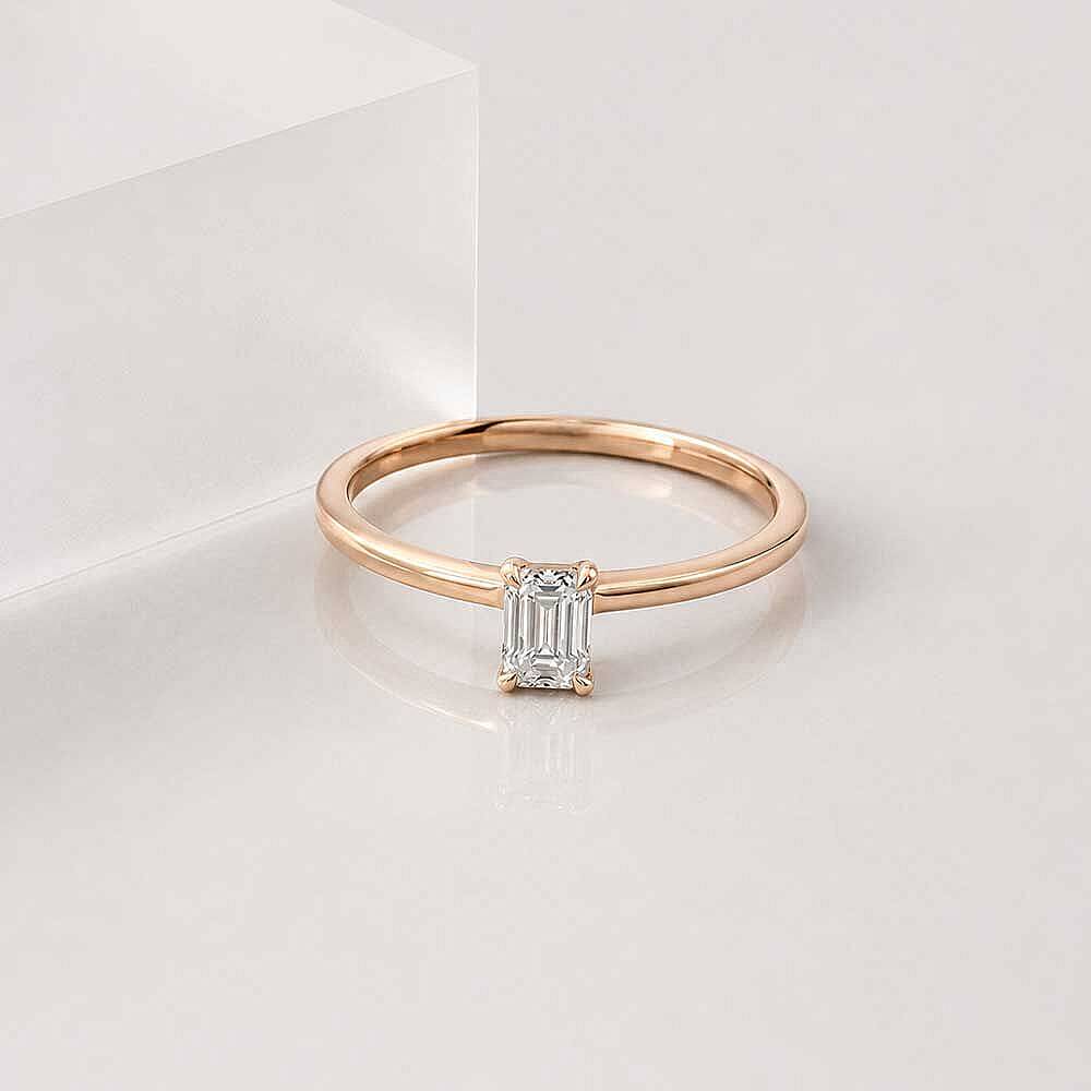 0.80 Karat D VS Laboratuvar Pırlanta Emerald Tektaş Yüzük - 11