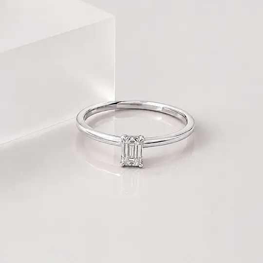 1.00 Karat D VS Laboratuvar Pırlanta Emerald Tektaş Yüzük - 2