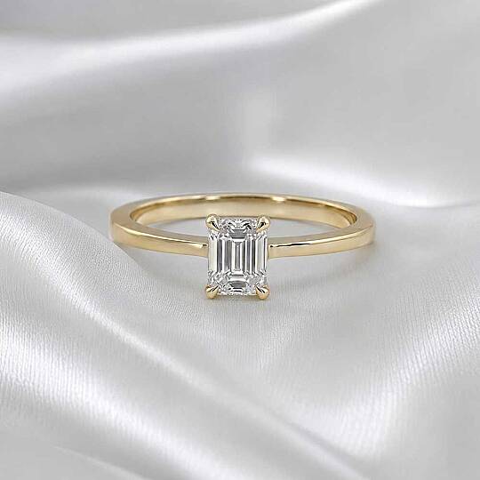 1.00 Karat D VS Laboratuvar Pırlanta Emerald Tektaş Yüzük - 9
