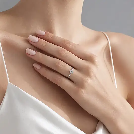 1.50 Karat D VS Laboratuvar Pırlanta Emerald Tektaş Yüzük - 5