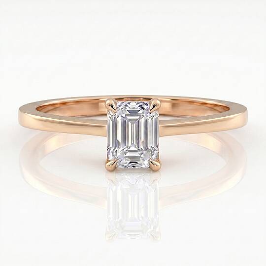 1.50 Karat D VS Laboratuvar Pırlanta Emerald Tektaş Yüzük Rose