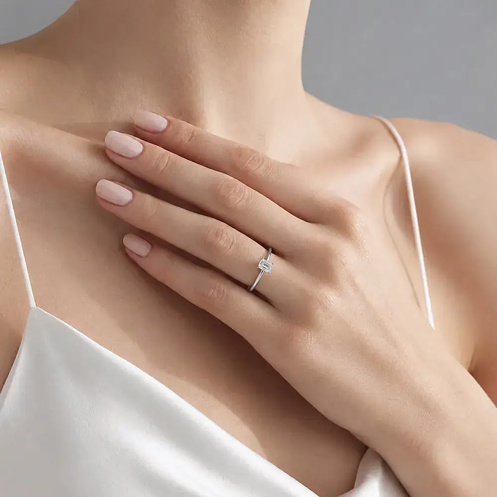 1.50 Karat E VS Laboratuvar Pırlanta Emerald Tektaş Yüzük - 5