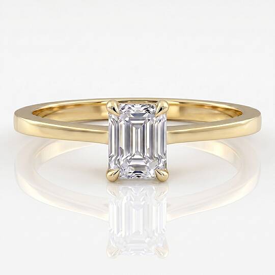 1.50 Karat E VS Laboratuvar Pırlanta Emerald Tektaş Yüzük Gold