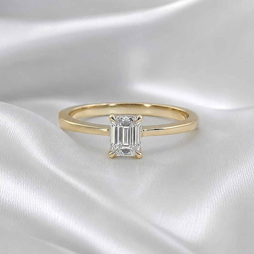 1.50 Karat E VS Laboratuvar Pırlanta Emerald Tektaş Yüzük - 9