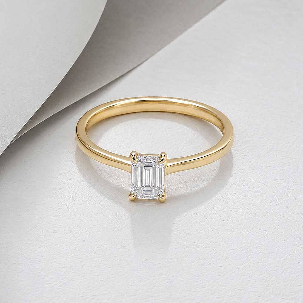 1.50 Karat E VS Laboratuvar Pırlanta Emerald Tektaş Yüzük - 10
