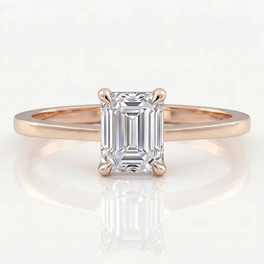 2.00 Karat D VS Laboratuvar Pırlanta Emerald Tektaş Yüzük Rose