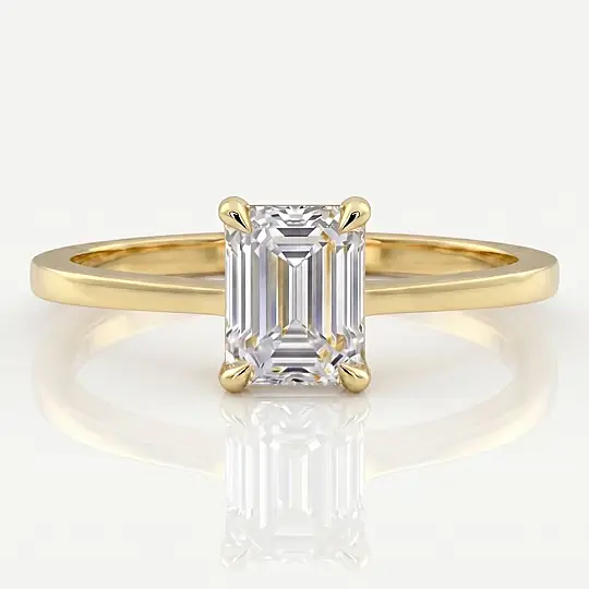 2.00 Karat E VS Laboratuvar Pırlanta Emerald Tektaş Yüzük Gold