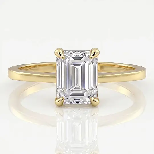 3.00 Karat E VS Laboratuvar Pırlanta Emerald Tektaş Yüzük Gold