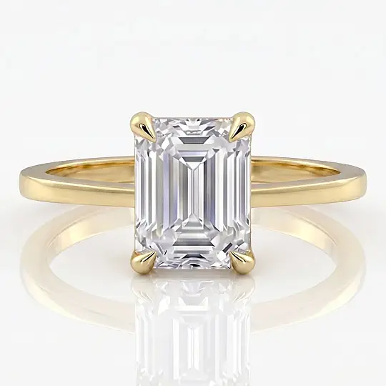 4.00 Karat D VS Laboratuvar Pırlanta Emerald Tektaş Yüzük Gold
