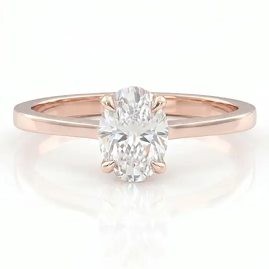 4.00 Karat E VS Laboratuvar Pırlanta Oval Tektaş Yüzük - 3